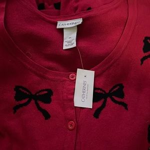 Catherine’s Red Bow Cardigan 4XL NWT